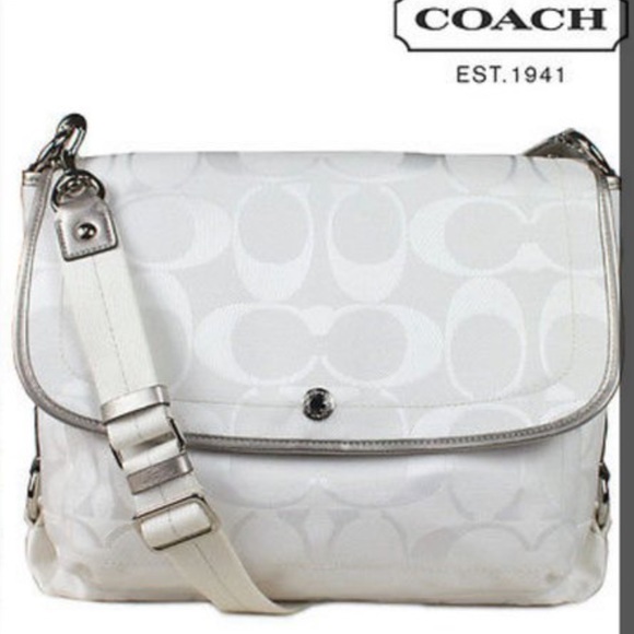 Coach Handbags - COACH White Canvas Crossbody Kyra Messenger Bag